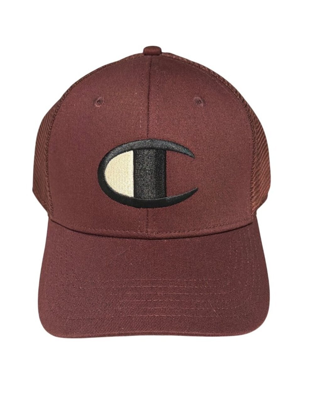 Champion Burgundy Snapback Trucker Hat With Mesh Back & Adjustable Strap